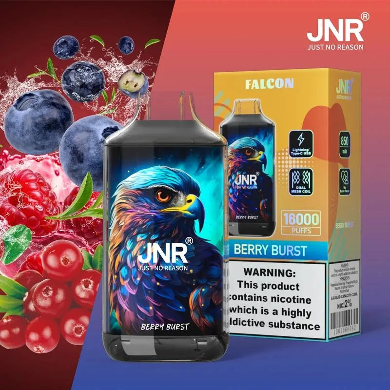 JNR Falcon 16000-850mAh Battery, 22ml E-liquid, Multiple Nicotine 19 Flavors