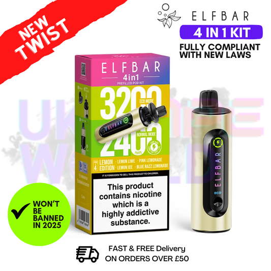 Lemon edition Elf Bar 3200 & 2400 Puff (4 in 1) Prefilled Pod Kit