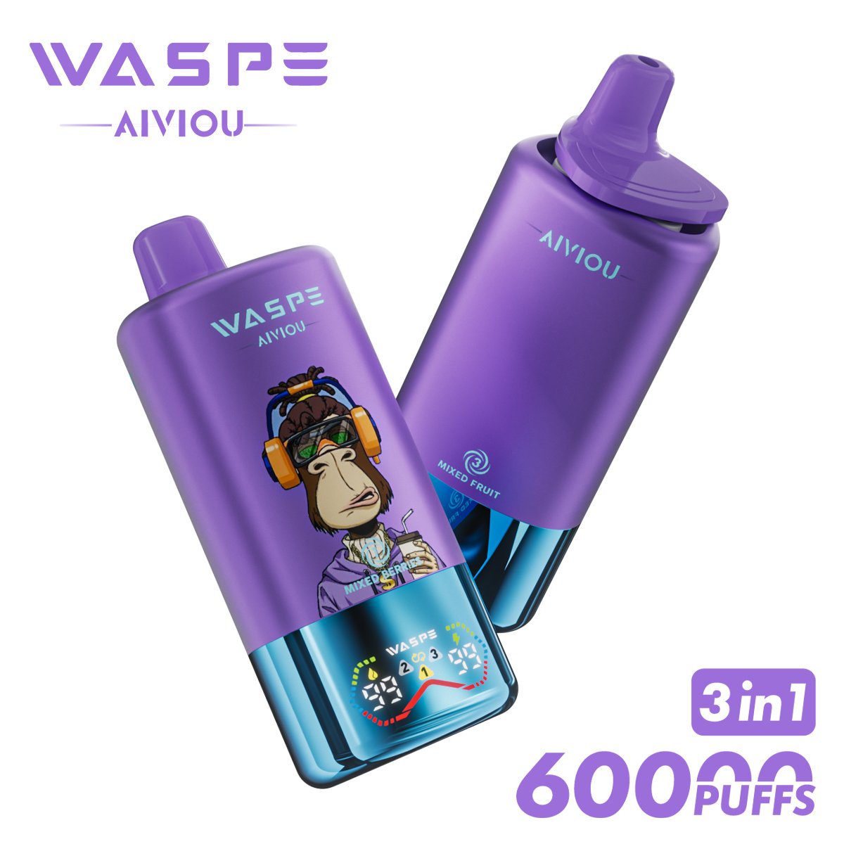 Waspe 60000 60K Puffs Disposable Vape – Triple Flavors,Triple Mesh Coil,Smart LED Display