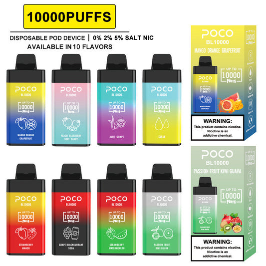 POCO BL10000 Puffs - 20mL, 5% Nic Salt, 15 Flavors, Airflow Control