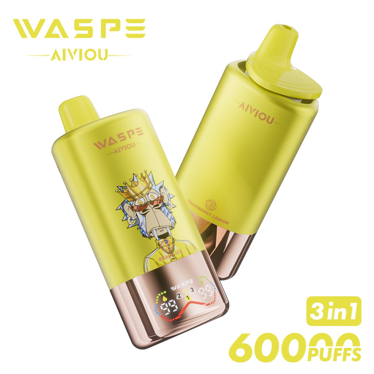 Waspe 60000 60K Puffs Disposable Vape – Triple Flavors,Triple Mesh Coil,Smart LED Display