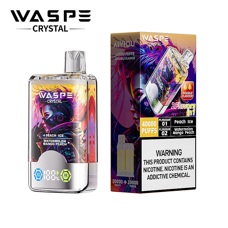 Waspe Crystal 40K Puffs Disposable Vape – Dual Flavors,Dual Mesh Coils,Smart LED Display