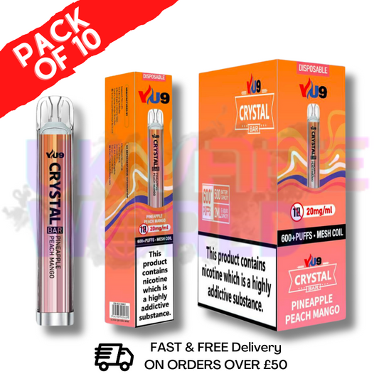 Pineapple Peach Mango Crystal Bar Puffs 600 VU9 Box Of 10