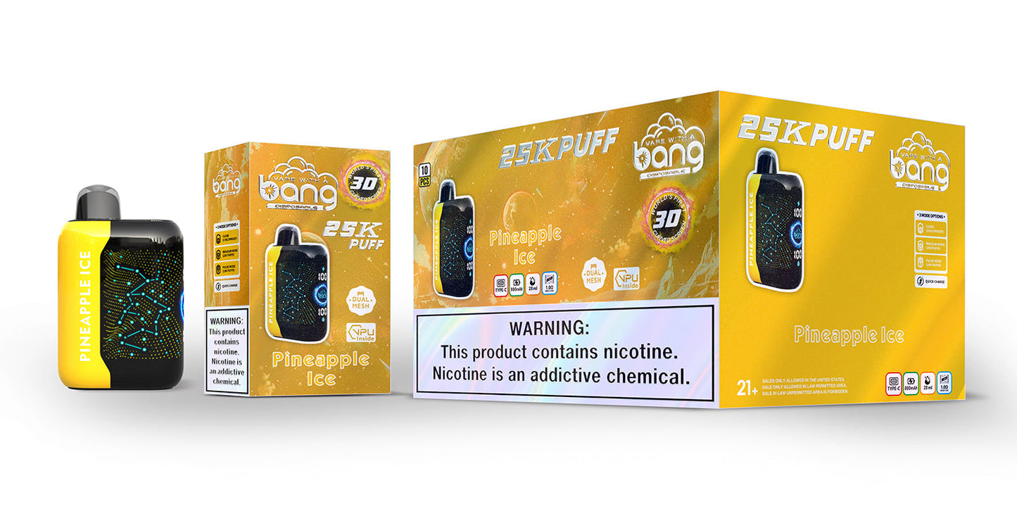 Bang Starry 25000 Puffs 25K Smart Full Screen Turn Ice Wholesale Disposable Vape Puff Prefilled Pod