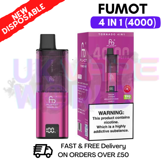 Purple Red Edition Fumot Tornado 4000 Puff Disposable Vape Kit