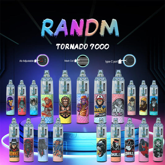 Original Randm Tornado 7000 7k Puffs Disposable Vape Electronic Cigarette Fumot 7k Puff With Rgb Lights