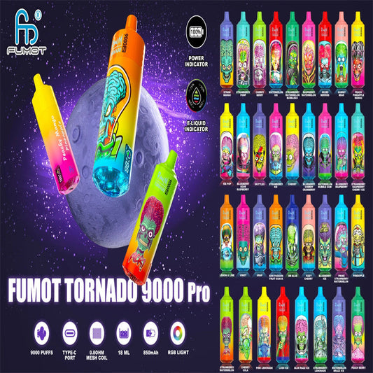 FUMOT RandM Tornado 9000 Pro | 18ml E-Juice | 9K Puffs | 48 Flavors