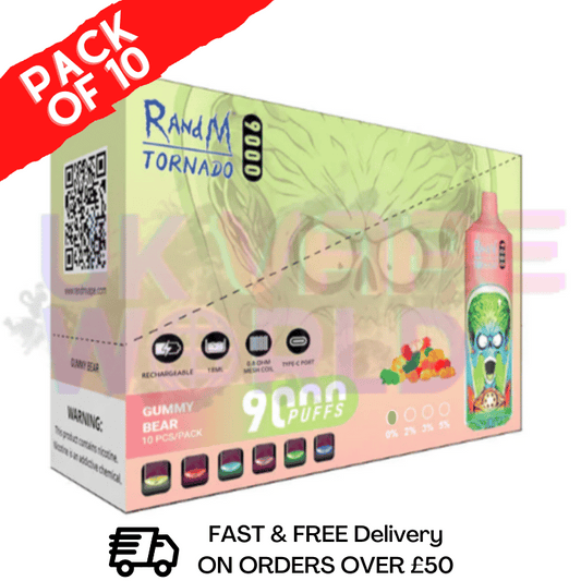 Gummy Bear 9K Monster 9000 Puff 0MG NIC PACK OF 10 BAR