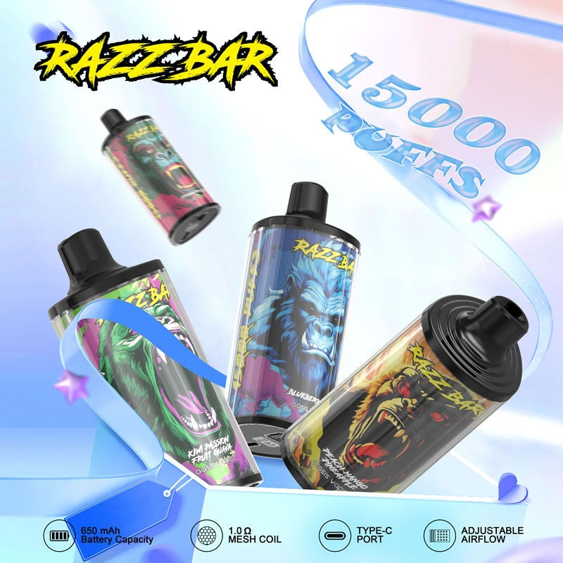 Best Selling Razz Bar 15000 Puff 15k Refillable Disposable Vape -Razz Bar Eu Warehouse