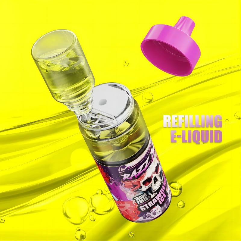 Razz Bar 16000 Puffs - 20mL, 5% Nic Salt, 12 Flavors, Refillable