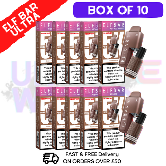 Elf Bar 5000 Puff 5K Bar BOX OF 10 Snow Tobacco  - 2% Nicotine 1000 mAh Battery