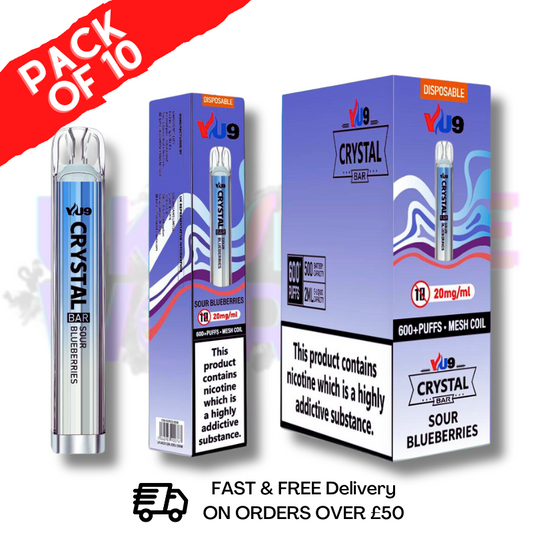 Sour Blueberries Crystal Bar Puffs 600 VU9 Box Of 10