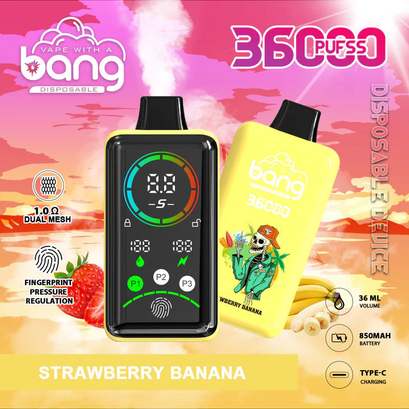 Bang 36000 Power Disposable Vape – 850mAh Battery, 36mL E-Liquid, 0% to 5% Nicotine Options 12 Flavors
