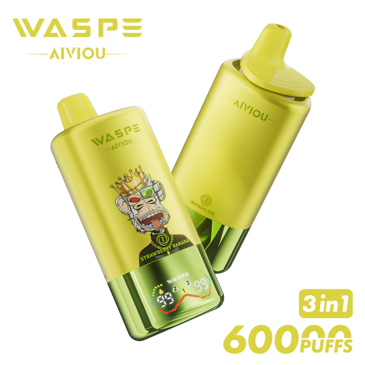 Waspe 60000 60K Puffs Disposable Vape – Triple Flavors,Triple Mesh Coil,Smart LED Display