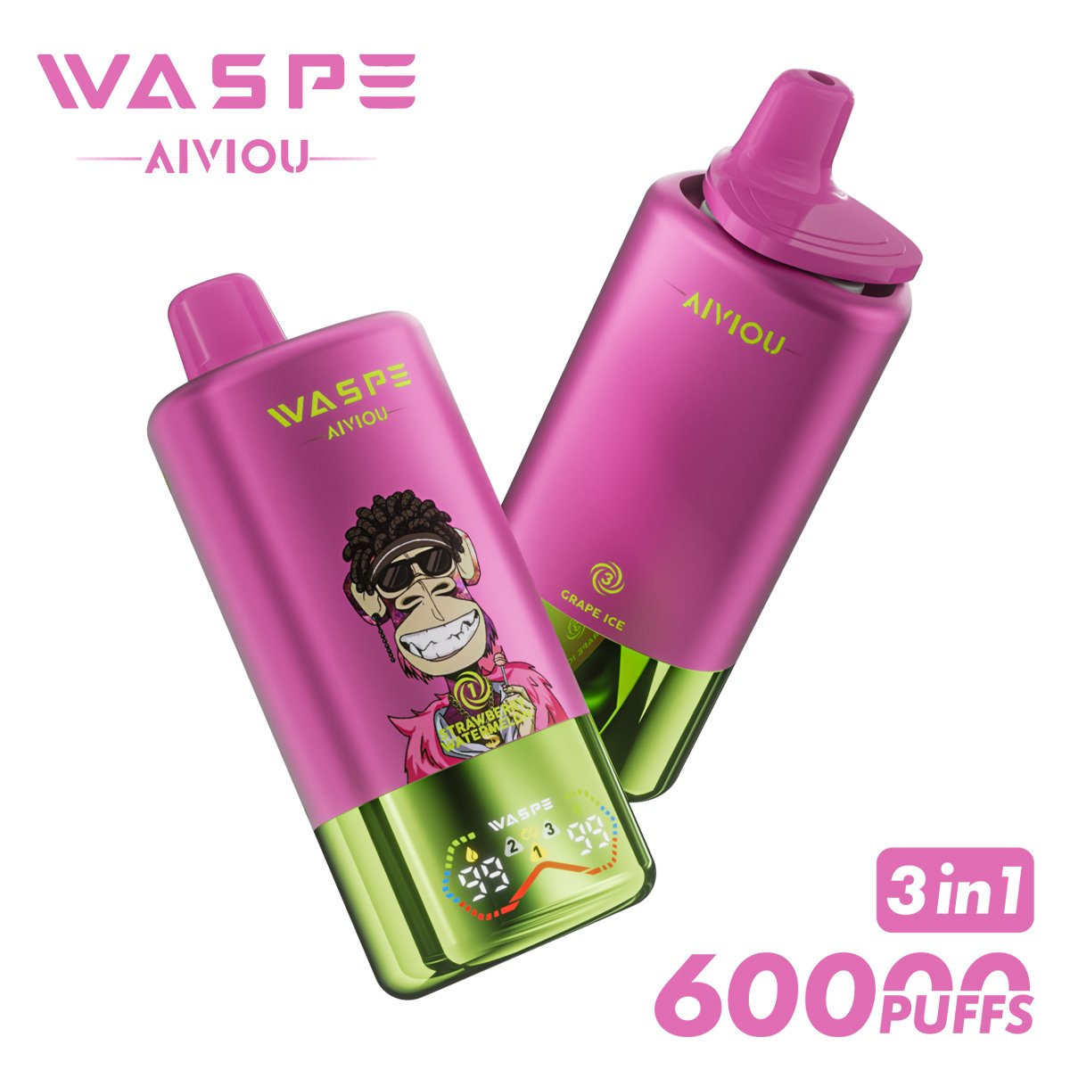Waspe 60000 60K Puffs Disposable Vape – Triple Flavors,Triple Mesh Coil,Smart LED Display