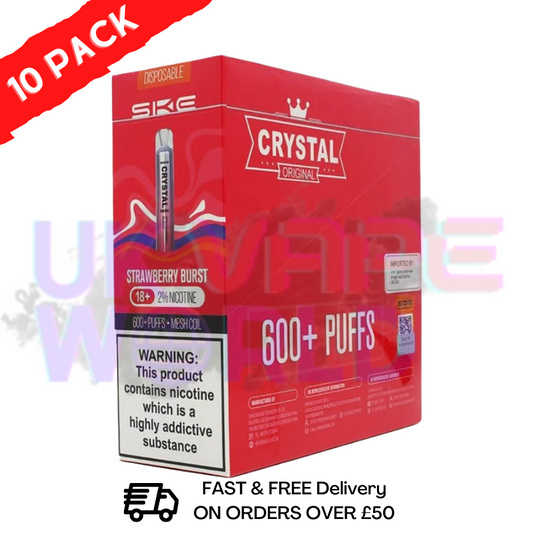 Strawberry Burst - Crystal Bar Puffs 600 SKE Box Of 10 - £26.99