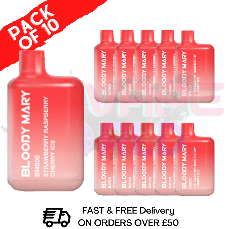 Strawberry Raspberry Cherry ICE - Bloody Mary 600Puff Box of 10