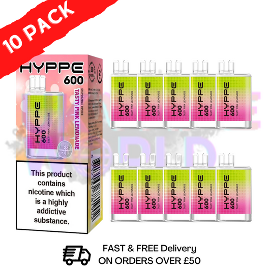 Tasty Pink Lemonade HYPPE BAR Puffs 600 Pack Of 10 Disposable Bars