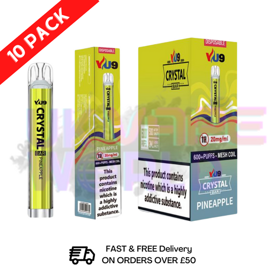 Box Of 10 - Pineapple Crystal VU9 600 Puffs