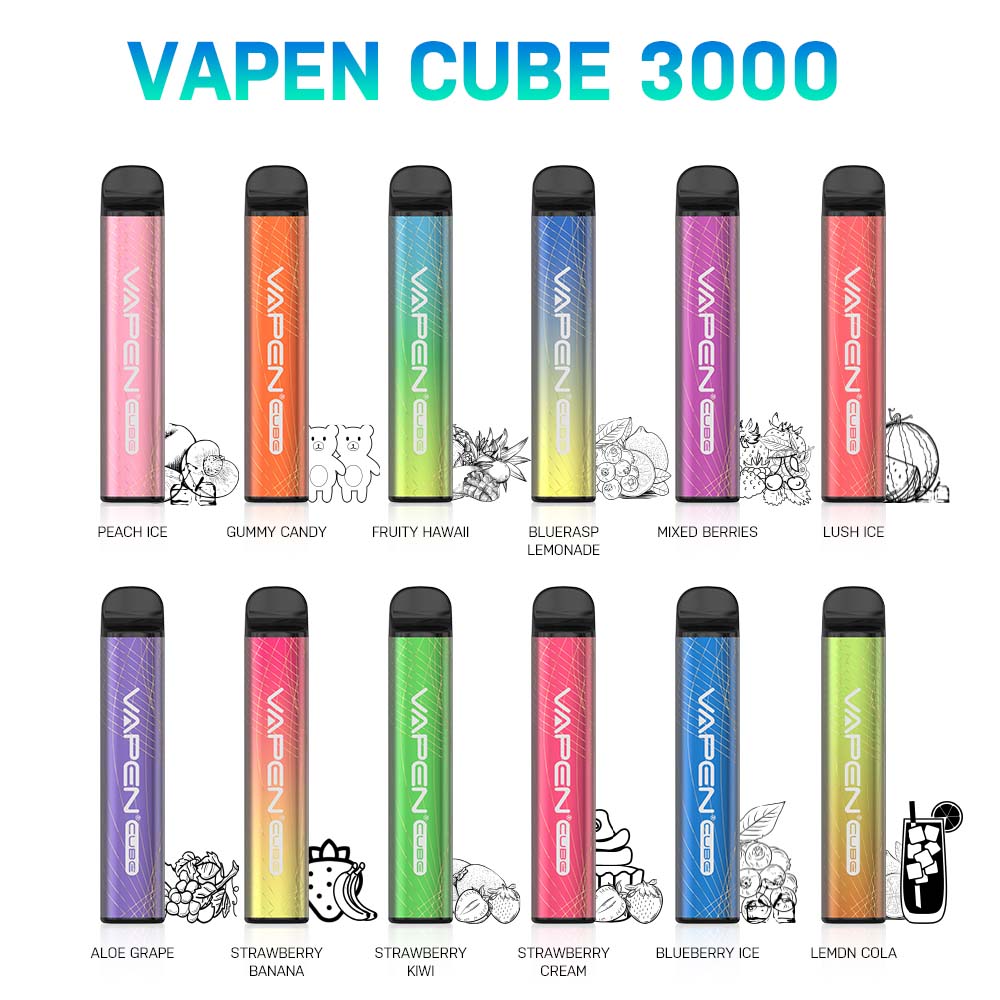 Wholesale VAPEN CUBE 3000 Puffs Disposable Vape 0% 2% 5% Nicotine 12 Fruity Flavors No need to charger Vapes In Stock