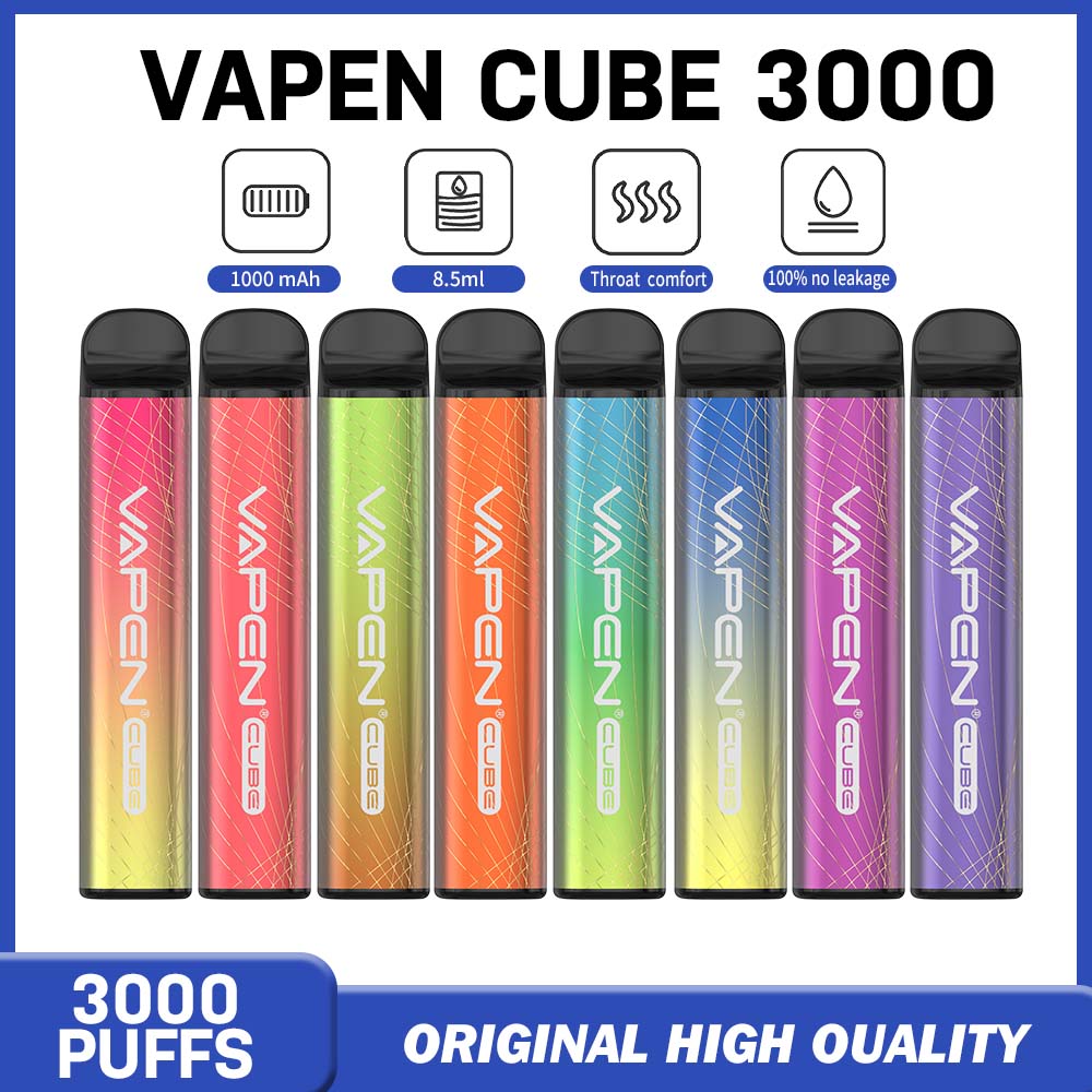 Wholesale VAPEN CUBE 3000 Puffs Disposable Vape 0% 2% 5% Nicotine 12 Fruity Flavors No need to charger Vapes In Stock
