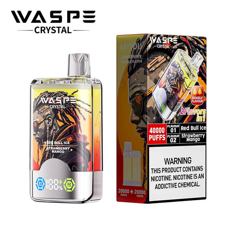 WASPE Crystal 40000 Puffs Vape - 32ml E-liquid, 0%-5% Nicotine, 12 Dual Flavors