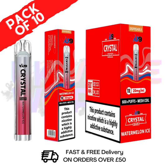 Watermelon On ICE - Crystal Bar Puffs 600 VU9 Box Of 10