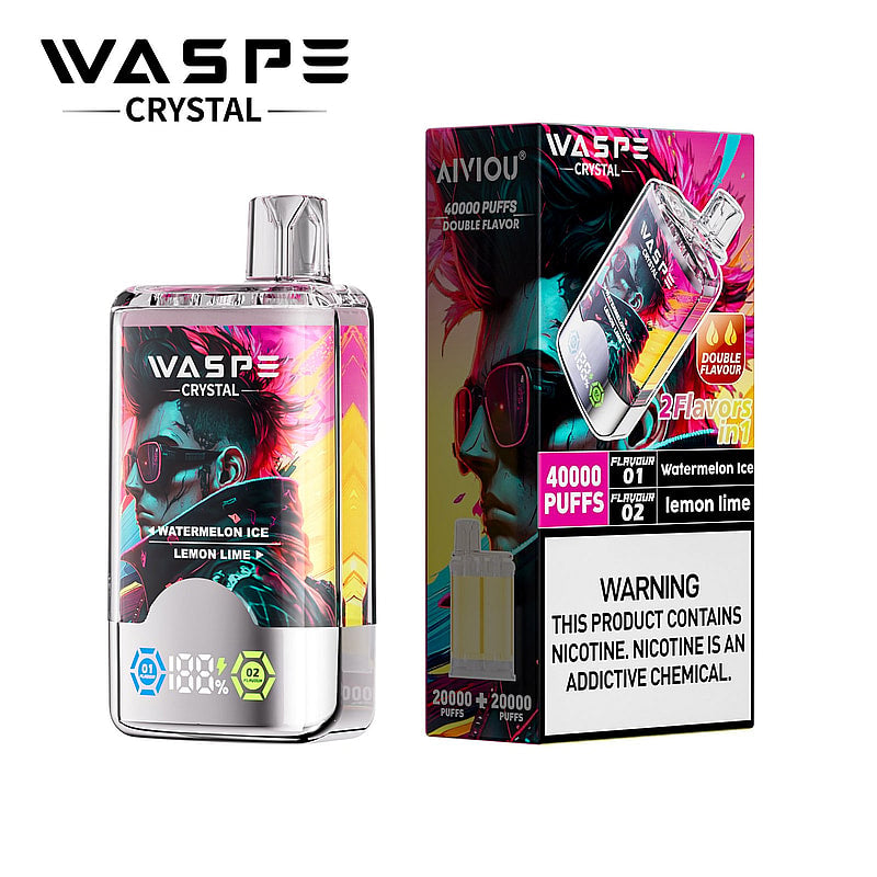 Waspe Crystal 40K Puffs Disposable Vape – Dual Flavors,Dual Mesh Coils,Smart LED Display