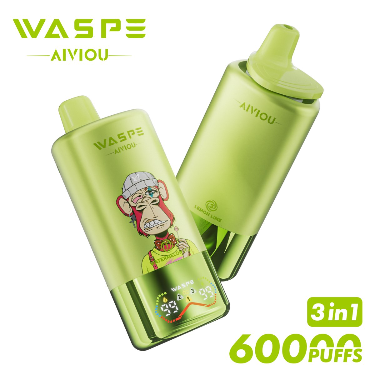 Waspe 60000 60K Puffs Disposable Vape – Triple Flavors,Triple Mesh Coil,Smart LED Display
