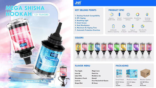 JNR Mega Shisha Hookah 100k Puffs Disposable Vape (Box of 4)