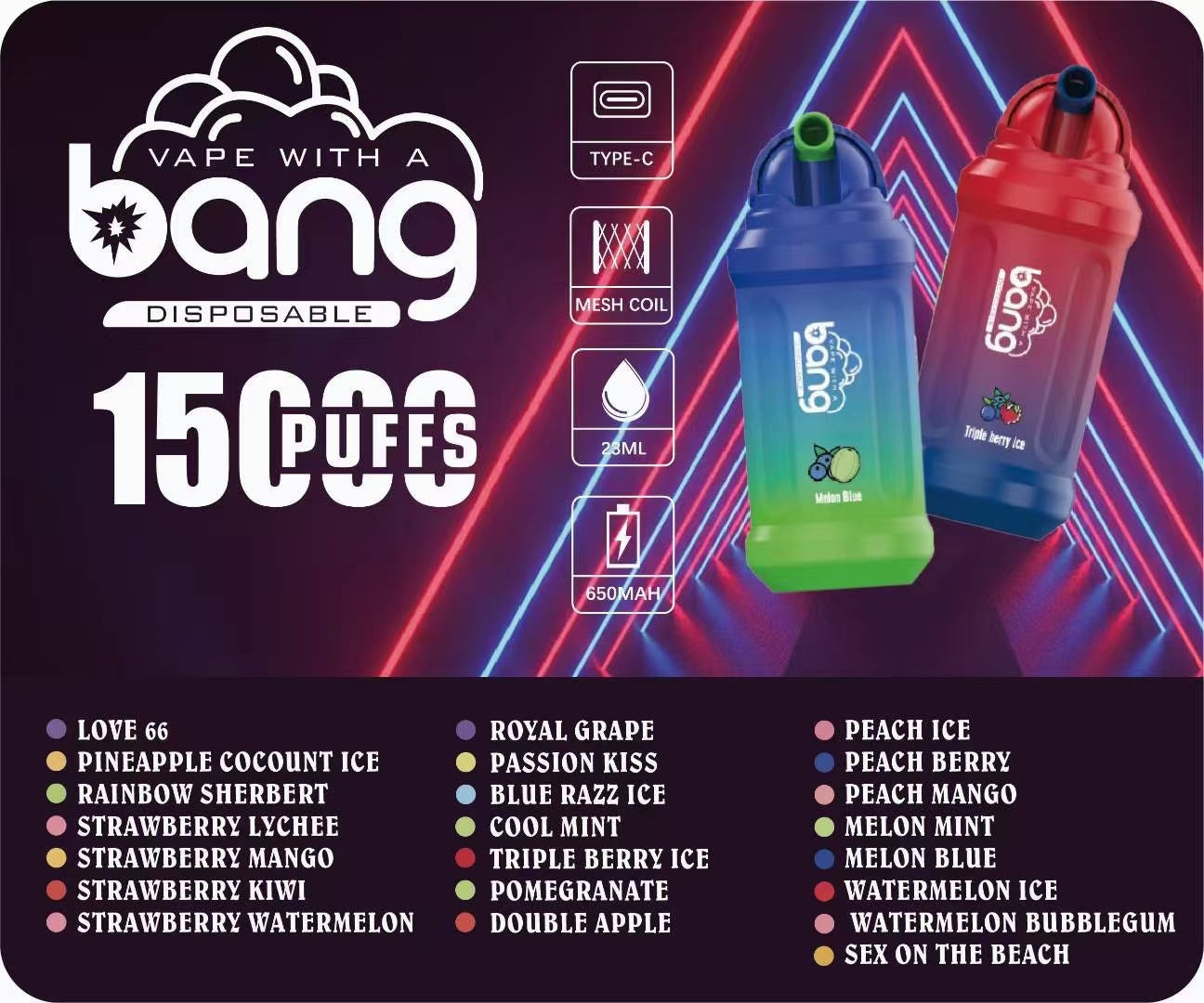 BANG 15000 Puffs 25 - Bang 15000 Puffs 5% Low Nicotine 23ML 600mAh Rechargeable Bulk Buy Disposable Best Vapes Pen Wholesale 16 Flavors