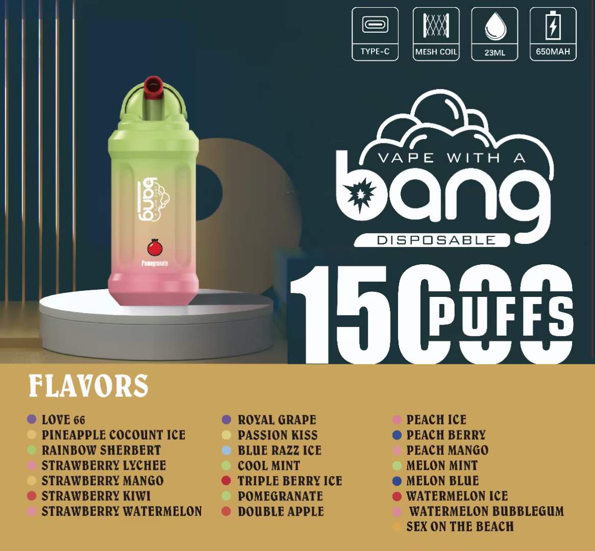 BANG 15000 Puffs 25 - Bang 15000 Puffs 5% Low Nicotine 23ML 600mAh Rechargeable Bulk Buy Disposable Best Vapes Pen Wholesale 16 Flavors