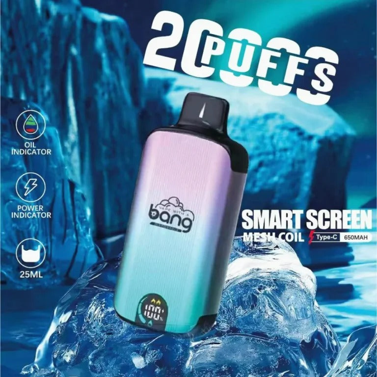 Bang 20000 Puffs LED Display Disposable Vape Bang King Double Crystal 20000 Puffs Vape 20K Disposable Vape Pen E Cigarette Prefilled 25ml 650mAh