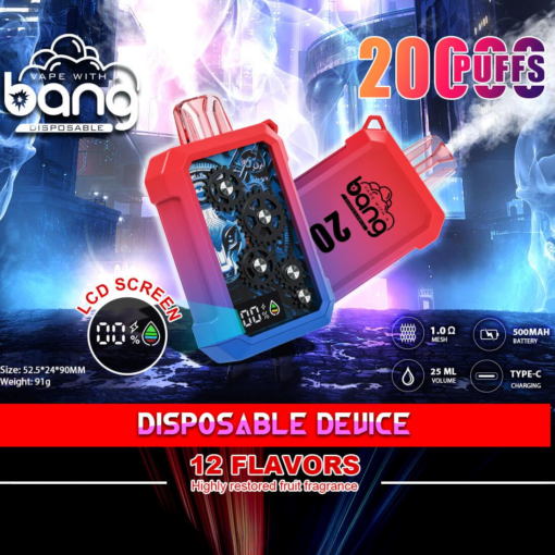 Bang King Double Crystal 20000 Puffs Vape (0% to 5% Nicotine) 20K Disposable Vape Pen E Cigarette Prefilled 25ml 650mAh 12 Flavors