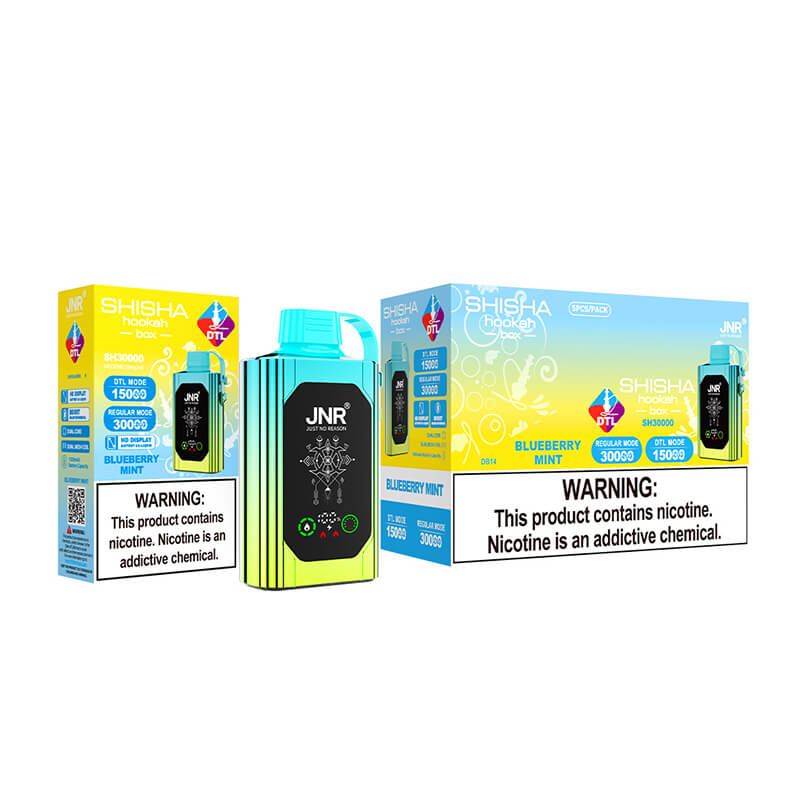 JNR Shisha Hookah Box 30000Puffs Disposable Vape-1000mAh Battery, 25ml E-liquid, Multiple Nicotine 15 Flavors