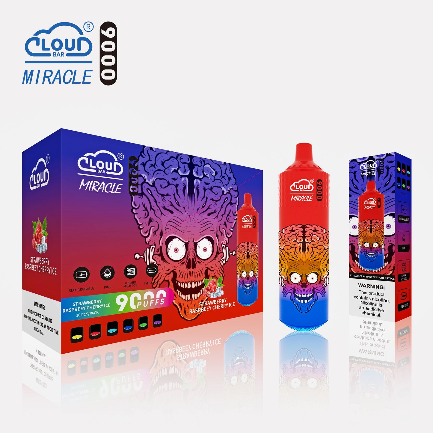 Cloud Multi Flavor 9000 Puffs 5% Rechargeable Cigarettes Vapor Electronic Vapes Pen 18ml for Cigarettes Lovers