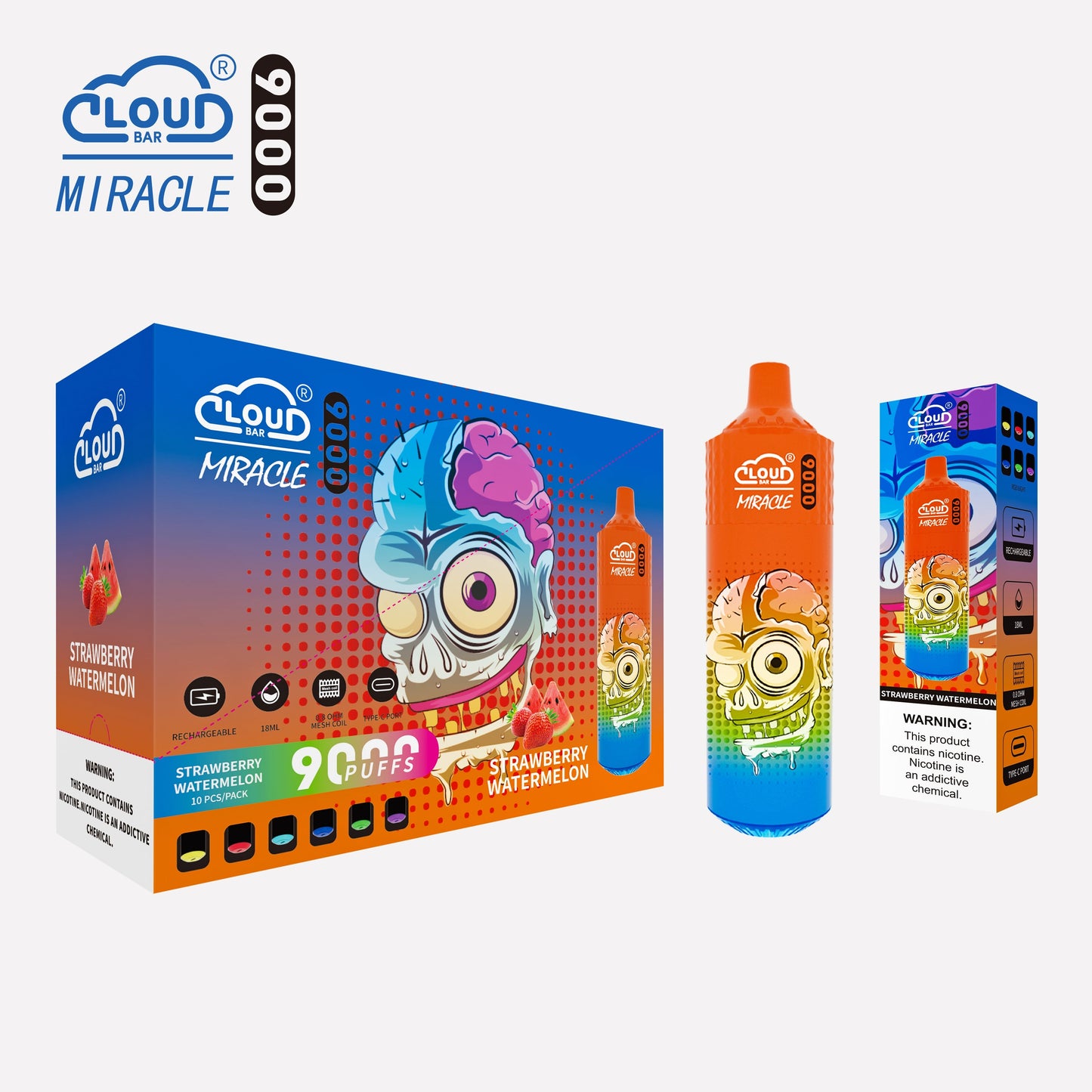 Cloud Multi Flavor 9000 Puffs 5% Rechargeable Cigarettes Vapor Electronic Vapes Pen 18ml for Cigarettes Lovers