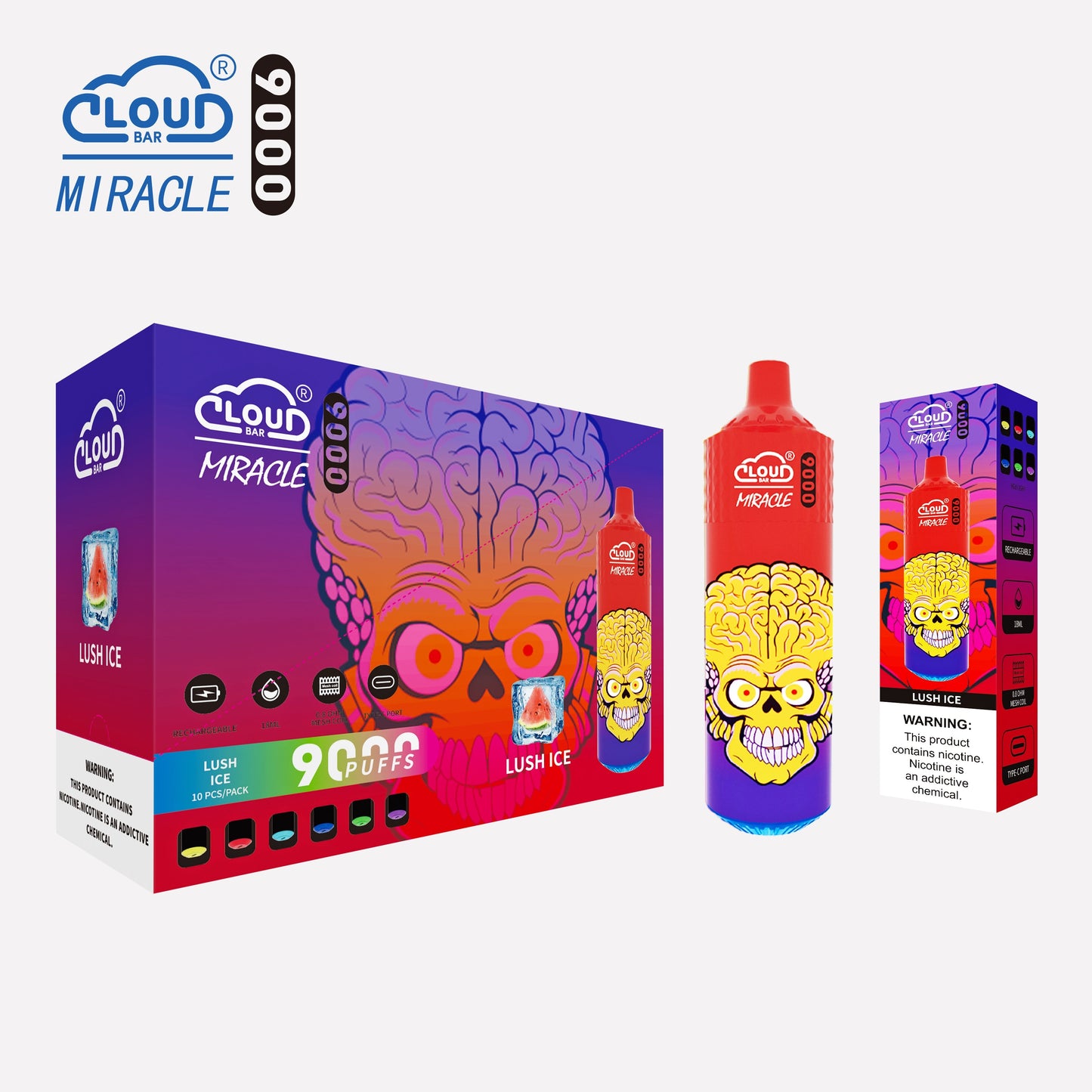 Cloud Multi Flavor 9000 Puffs 5% Rechargeable Cigarettes Vapor Electronic Vapes Pen 18ml for Cigarettes Lovers