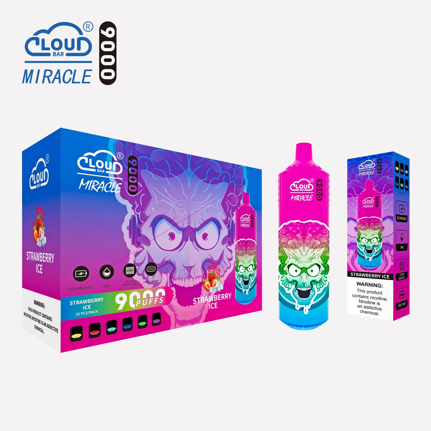 Cloud Multi Flavor 9000 Puffs 5% Rechargeable Cigarettes Vapor Electronic Vapes Pen 18ml for Cigarettes Lovers