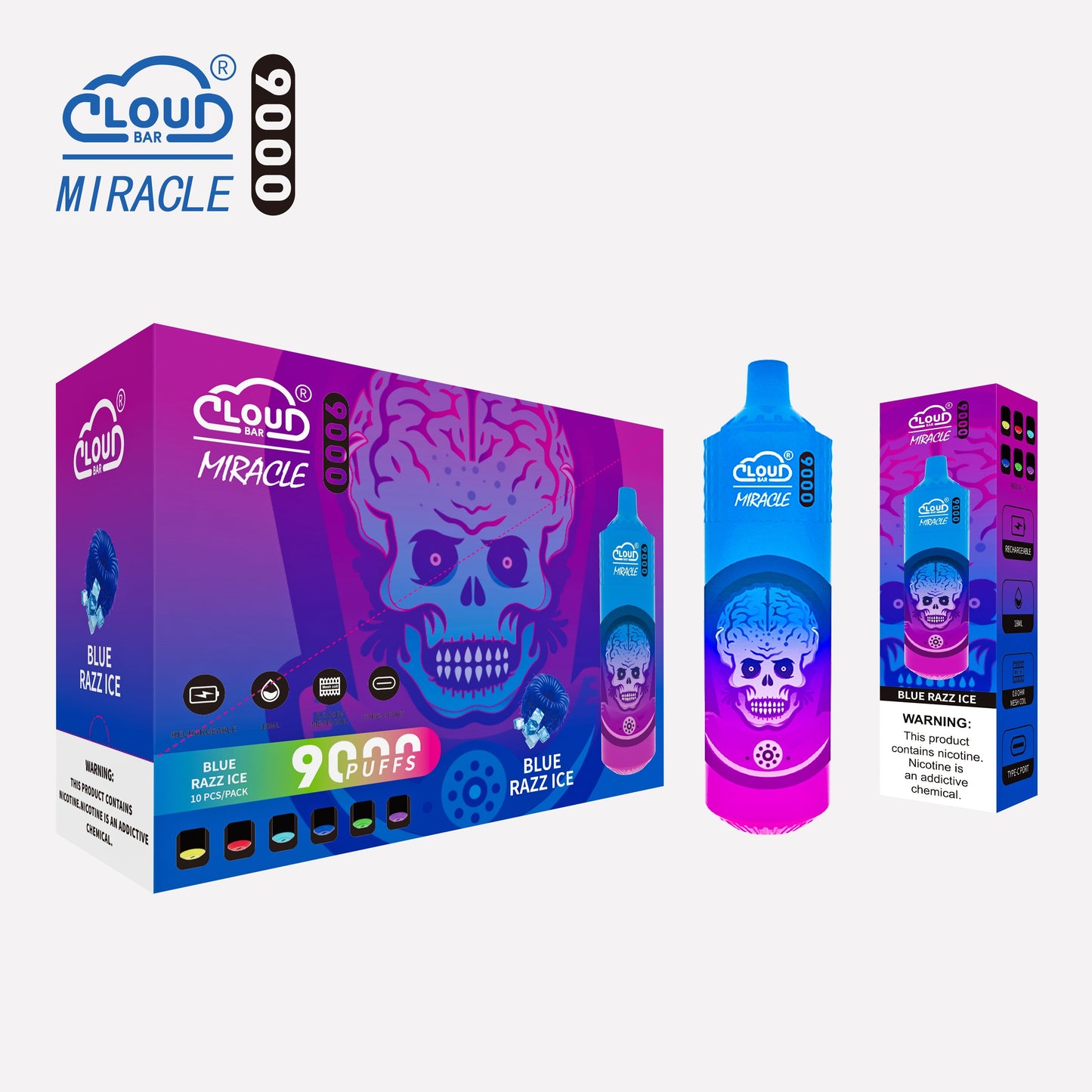 Cloud Multi Flavor 9000 Puffs 5% Rechargeable Cigarettes Vapor Electronic Vapes Pen 18ml for Cigarettes Lovers