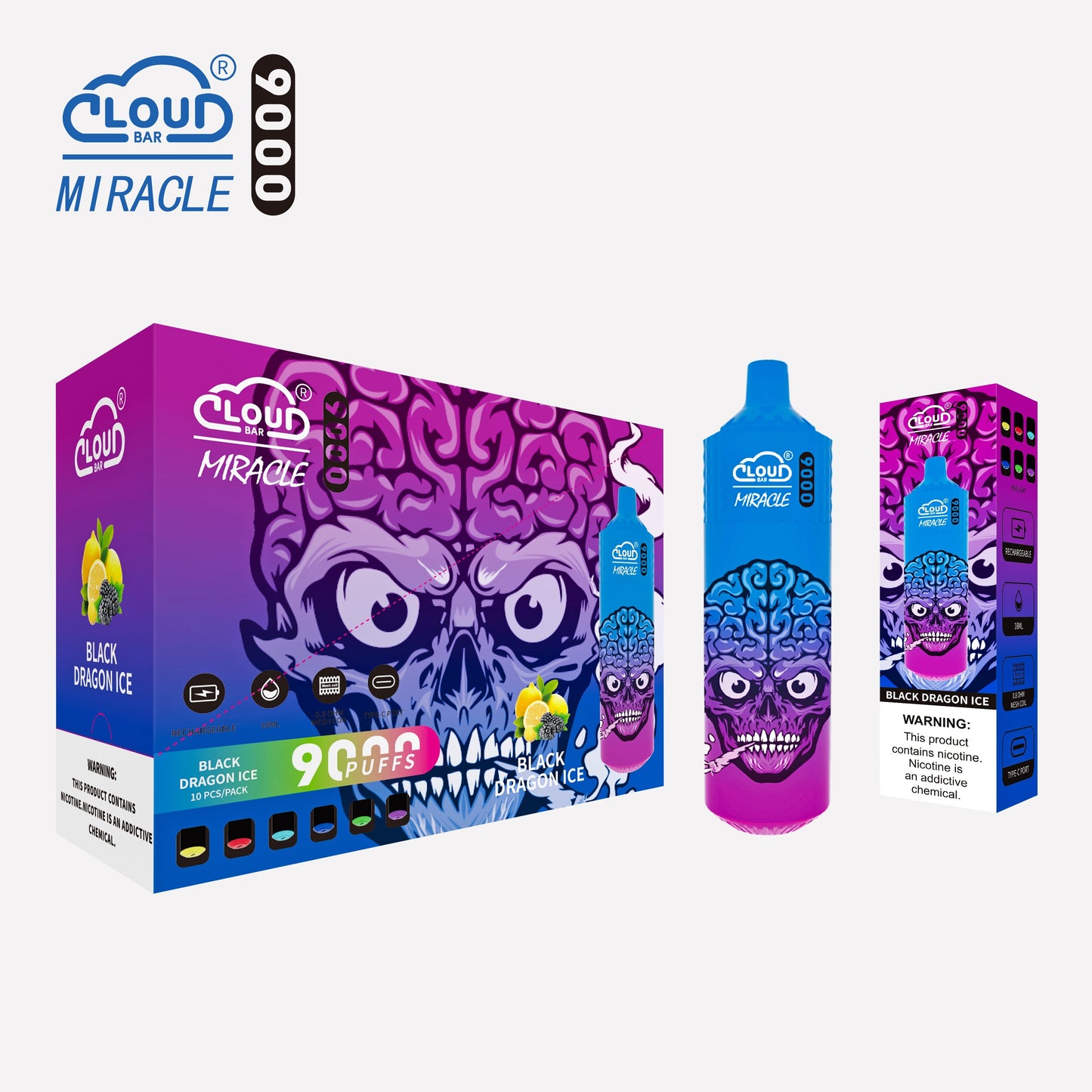 Cloud Multi Flavor 9000 Puffs 5% Rechargeable Cigarettes Vapor Electronic Vapes Pen 18ml for Cigarettes Lovers