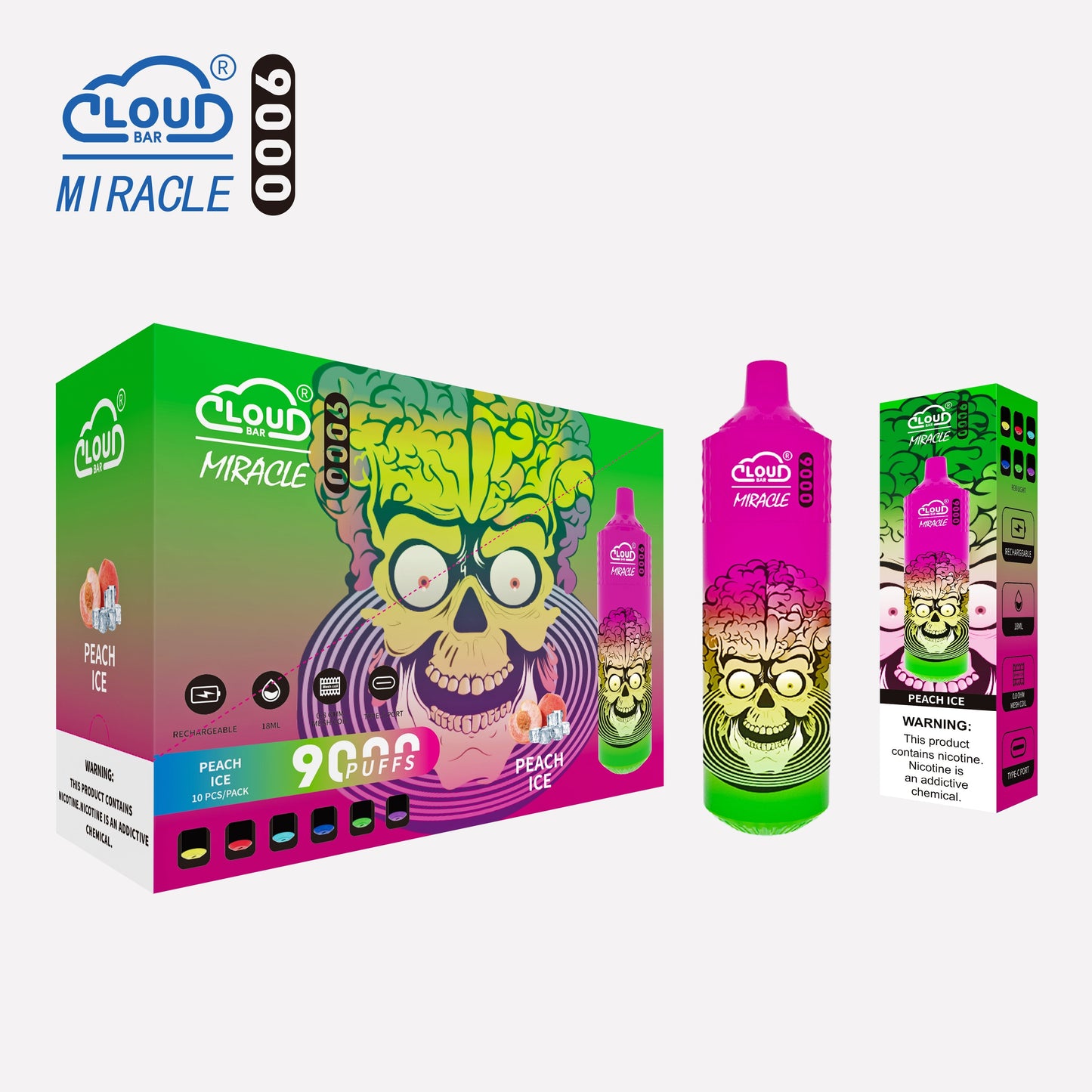 Cloud Multi Flavor 9000 Puffs 5% Rechargeable Cigarettes Vapor Electronic Vapes Pen 18ml for Cigarettes Lovers