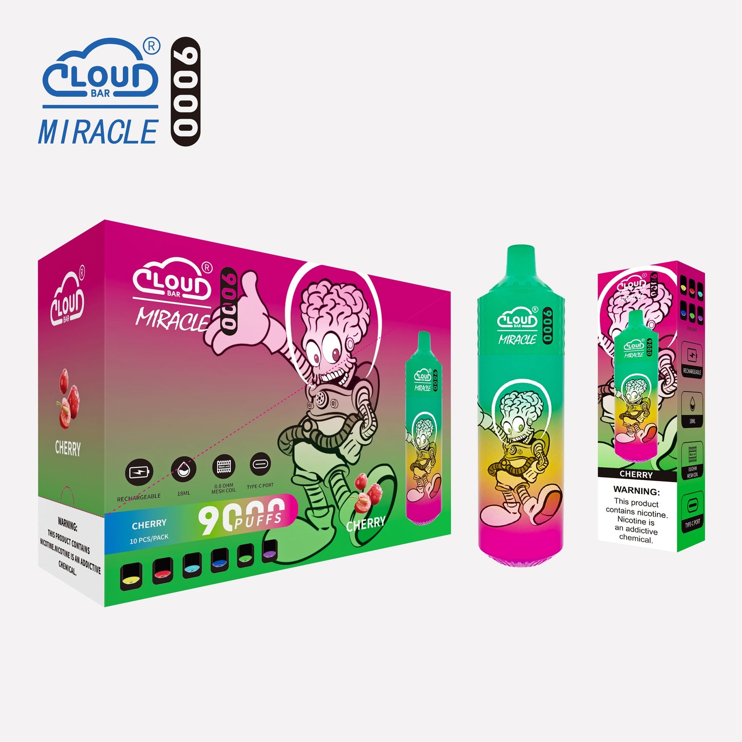 Cloud Multi Flavor 9000 Puffs 5% Rechargeable Cigarettes Vapor Electronic Vapes Pen 18ml for Cigarettes Lovers