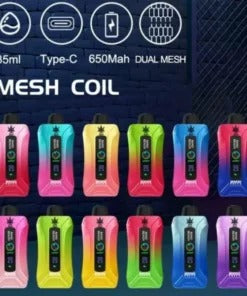 Bang King Double Crystal 20000 Puffs Vape (0% to 5% Nicotine) 20K Disposable Vape Pen E Cigarette Prefilled 25ml 650mAh 12 Flavors