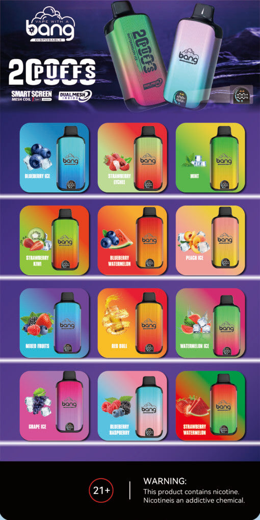 Bang 20000 Puffs LED Display Disposable Vape Bang King Double Crystal 20000 Puffs Vape 20K Disposable Vape Pen E Cigarette Prefilled 25ml 650mAh