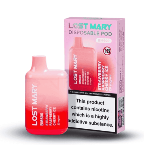 Strawberry Raspberry Cherry Ice Lost Mary BM600 Disposable Vape 2%