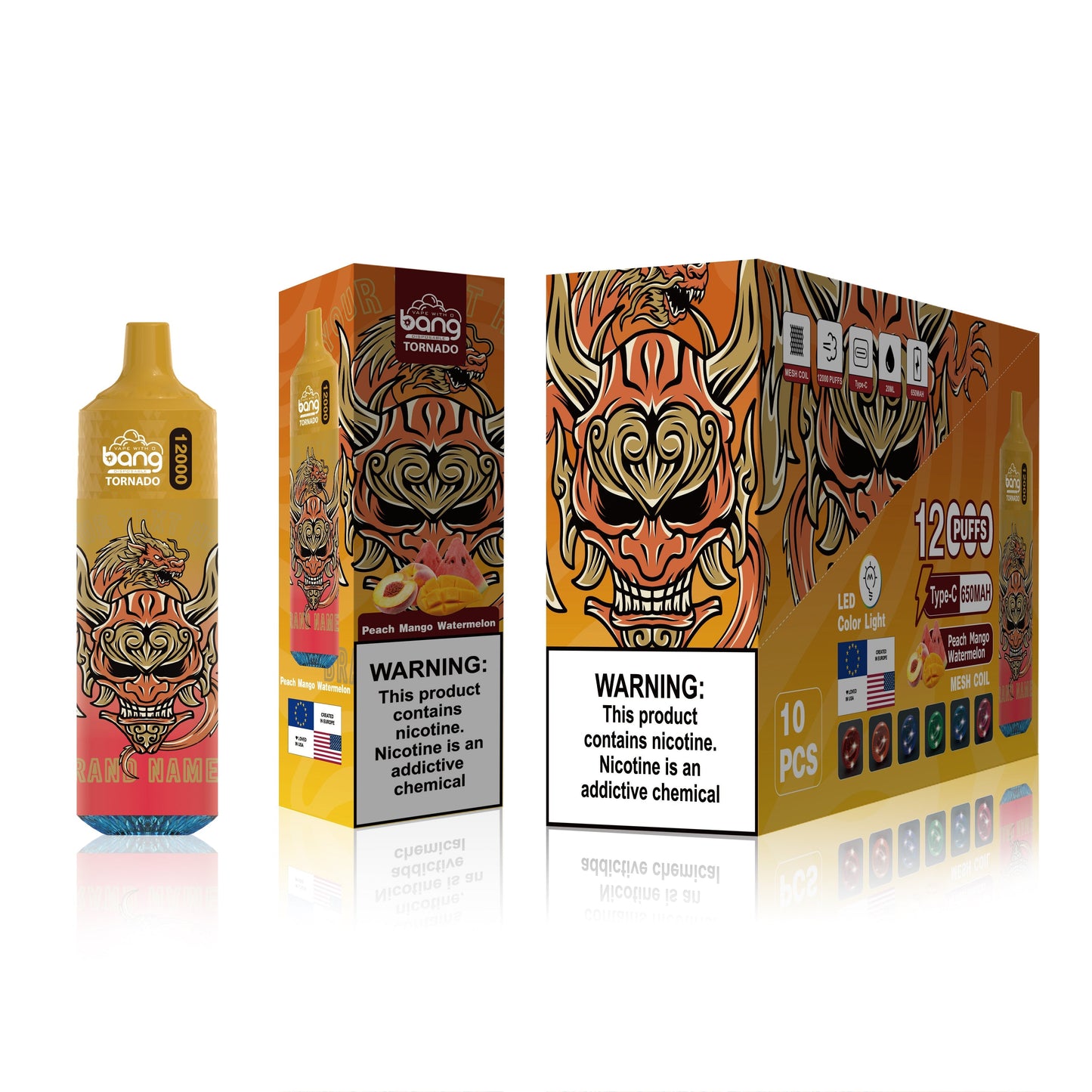 BangKing 12000 Puffs 12K Smart Full Screen Turn Ice 30ML 10ML  850mah Wholesale Disposable Vape Puff 12k Prefilled Pod