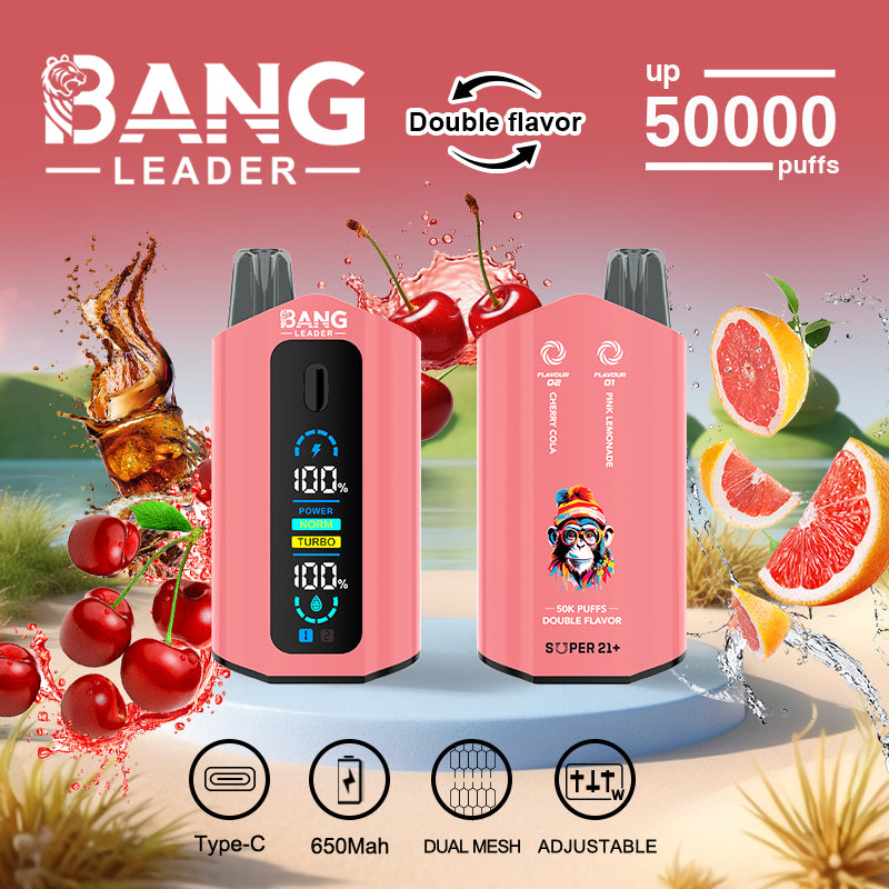 Bang Leader 50000 Puffs Disposable Vape (0%- 5% Nicotine) – Dual Pods, Unmatched Performance 650mAh battery 12 Flavors