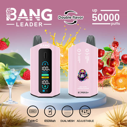Bang Leader 50000 Puffs Disposable Vape (0%- 5% Nicotine) – Dual Pods, Unmatched Performance 650mAh battery 12 Flavors
