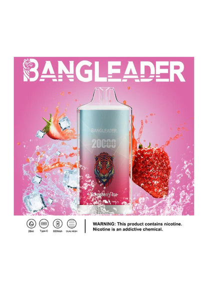 Bang Leader 20000 Puffs Disposable Vape(0% to 5% Nicotine) - 28ml E-Liquid, 650mAh Battery,Summer 12 Flavors